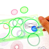 Set reusable plastic drawing Spirograph, 10 pcs Spirograph ruler + 10 pcs multicolour ballpoint pen