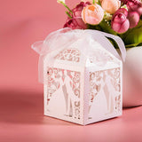 Coffrets cadeaux en papier blanc nacré 50x, pour bonbons de mariage, banquet, anniversaire, fête de poule, fiançailles