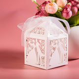 50x Pearly white paper gift boxes for wedding candies banquet birthday hen party engagement