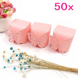 50 x Pearly pink Butterfly Party Wedding Boxes Gift Box