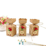 50 x Kraft favour boxes + jute string + flowers + stickers, wedding birthday Christmas baby shower