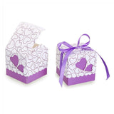 50 boîtes à dragées de mariage en forme de cœur violet, boîte à bonbons, cadeau d'anniversaire, baptême, remise de diplôme, fête de noël