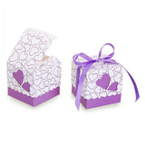 50 Purple Heart Wedding Favour Boxes Sweet Box Gift Birthday Christening Graduation Christmas Party