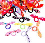 100x Colorful Rabbit Ear Hair Bands Cute Elastic Ponytail Holder Pigtails or Braids Hair Accessories