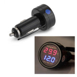 2 in 1 car truck bus voltmeter & thermometer display, 12v 24v battery voltage temperature meter