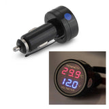 2-in-1-Voltmeter- und Thermometeranzeige für PKW, LKW, Busse, 12-V-24-V-Batteriespannungs- und Temperaturmesser