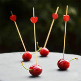 200 x Red Heart Bamboo Wooden Cocktail Stick 12cm Long Toothpick for Party Nibbles Tapas Sandwich