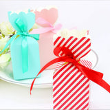 50 x Boîte en papier blanc à rayures rouges pour mariage, fête prénatale, baptême, bonbons