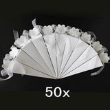 50 x White Cones Confetti Boxes  for Wedding Birthday Graduation Party