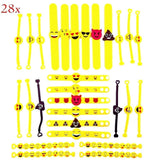 28 Emoji slap bracelet rubber emoticon band silicone wristband for kids children birthday gift party