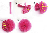 10 pompons en papier de soie rose vif 10" 25 cm décoration pompon mariage anniversaire baby shower soirée poule