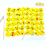 48 x neuartige Radiergummis, Lächeln, Lachen, Schüchtern, Emoji-Gummi, süße Geschenke für Kinder, Partys, Anlässe, Festivals