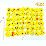 48 x Novelty erasers smile laughing shy emoji rubbers cute gifts for kids party occasion festival