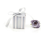 50 x Silver stripe party wedding favour boxes gift box sweets confetti jewelry birthday baby shower