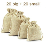 40 x Vintage burlap jute party favour bags small drawstring bags for sweets jewelry gift dry flower