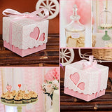 50 rosafarbene Herz-Hochzeitsbevorzugungsboxen, süße Boxen, Geschenkboxen für Hochzeit, Geburtstag, Baby, Abschlussfeier