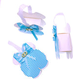 24 x blaue Baby-Strampler-Geschenkboxen, kleine Süßigkeiten-Boxen, Geschenk für Jungen, Babyparty, kleiner Junge, Geburtstag