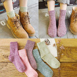 6 paires de chaussettes d'hiver de couleurs mélangées pour femmes, chaussettes en laine tricotées chaudes pour femmes, filles et enfants