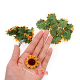 100x Yellow Little Paper Artificial Sunflowers with Iron stem DIY Project Wedding Favour Decoration