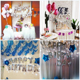 Sliver letters Happy Birthday foil balloons banner bunting for children adult party decoration