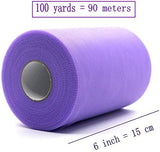 JZK 6 pouces x 100 mètres, bobine de rouleau de tissu de filet de tulle violet pour jupe de table en tulle de fête, robe tutu, décorations de voiture de mariage, nœud en tulle pour chaise