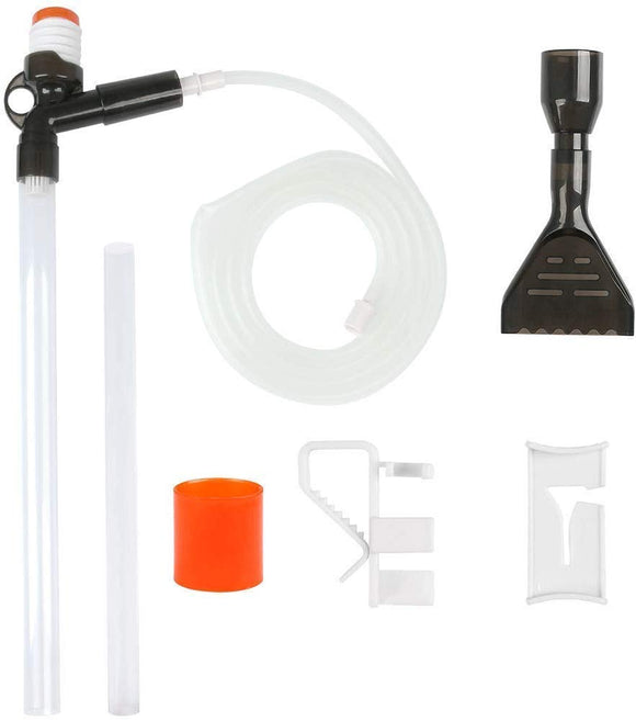 JZK Fish tank aquarium gravel siphon cleaner with long tube algae scraper for cleaning gravel sand, changing water and scraping algae