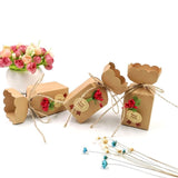 50 x Kraft favour boxes + jute string + flowers + stickers, wedding birthday Christmas baby shower