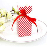 50 x Boîte en papier blanc à rayures rouges pour mariage, fête prénatale, baptême, bonbons