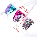 6 x Mermaid Tail Sequins Coin Purse with Strap for Young Girls Birthday Party Favours Thank You Gift