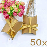 50 x Gold Pillow, Party Wedding Favour Boxes Gift Box for Favours Sweets Confetti Jewelry