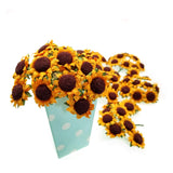 100x Yellow Little Paper Artificial Sunflowers with Iron stem DIY Project Wedding Favour Decoration