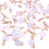 100 x Mini Wooden White Heart pegs 3cm + Jute Twine String 30m, Wedding Party Photo Card Decoration