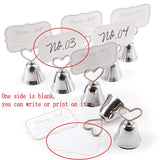 20 Silver bell wedding kissing card photo memo place holder birthday baby shower Christmas party