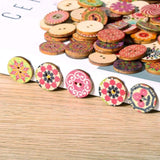 300 x Vintage-Holzknöpfe, mehrfarbig, 2 Löcher, runde Knöpfe, DIY, Nähen, Basteln, Stricken, Dekoration