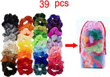 Pack of 39 x colourful velvet scrunchies elastic hair bands hair ties for kids women children girls