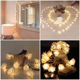 Guirlande lumineuse à 20 LED en forme de Rose, 2m, 6,6 pieds, à piles, féerique, fête de mariage, saint-valentin
