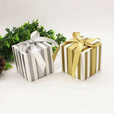 50 x Silver stripe party wedding favour boxes gift box sweets confetti jewelry birthday baby shower