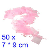 Sacs en organza rose 50x, sacs de cadeaux de fête, sacs à confettis, petits sacs cadeaux 7x9 cm pour bonbons, petits bijoux