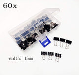 60 Black 15 mm mini office foldback clips small metal paper binder clip paper clip bulldog clips