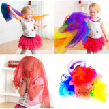 20 Multi colour soft organza silk square dance juggling scarves for kids girls party activities