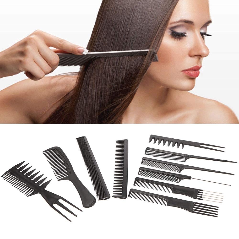 10x Professional Salon Comb Set Anti-static Hair Styling Hairdressing Combs+4x Hair Clips Salon