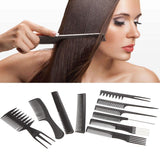 10x Professional Salon Comb Set Anti-static Hair Styling Hairdressing Combs+4x Hair Clips Salon