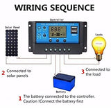 Contrôleur de charge de panneau solaire Intelligent 20A 12 V/24 V avec écran LCD protection contre les surintensités du port USB