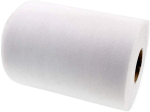 JZK 6 Zoll x 100 Yards, weiße Tüll-Netzstoff-Rollenspule für Party, Tüll-Tischrock, Tutu-Kleid, Hochzeit, Autodekorationen, Tüllschleife für Stuhl