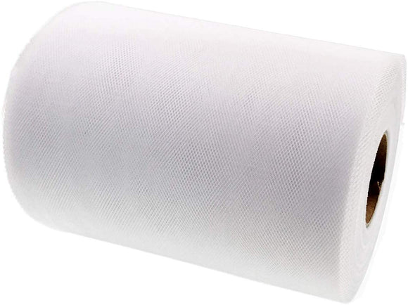 JZK 6 Zoll x 100 Yards, weiße Tüll-Netzstoff-Rollenspule für Party, Tüll-Tischrock, Tutu-Kleid, Hochzeit, Autodekorationen, Tüllschleife für Stuhl