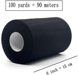 JZK 6 Zoll x 100 Yards, schwarze Tüll-Netzstoff-Rollenspule für Party, Tüll-Tischrock, Tutu-Kleid, Hochzeit, Autodekorationen, Tüllschleife für Stuhl