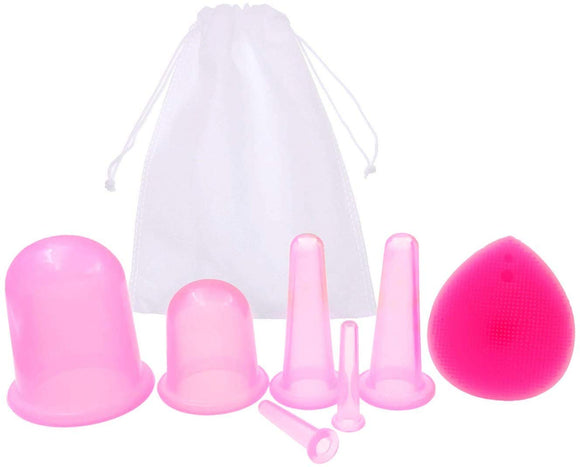 JZK Silikon-Schröpftherapie-Set, Anti-Cellulite-Cups für den Körper, Gesichts-Schröpfset, Schröpfmassagegerät-Behandlung zur Lymphdrainage und Schmerzlinderung
