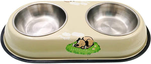 JZK Kleine Hundenapf-Set aus Edelstahl mit Metallhalterständer, abnehmbare Doppelnäpfe für kleine Hunde, Welpen und Katzen