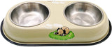 JZK Stainless steel small dog bowls set with metal holder stand, removable double bowls for small dog puppy and cat