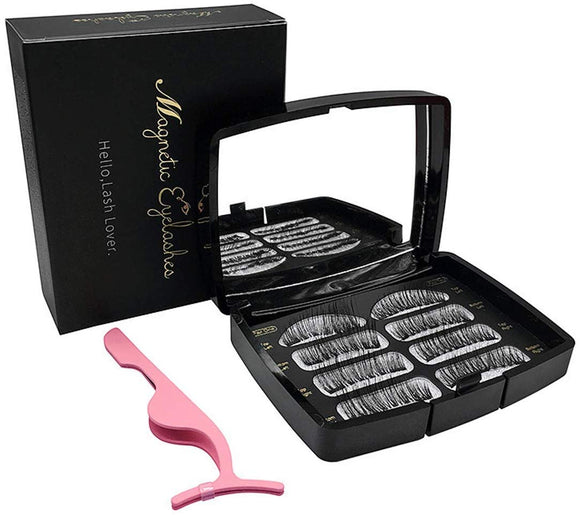 JZK 8 x Cils Magnétiques Réutilisables Cils Aimants 3D avec Pincette pour Femmes Filles Datant, Mariage, Fête, Performance sur Scène